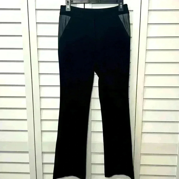 Cache Flare Dress Pants With Faux Leather Details Size 4 Black - Picture 1 of 9